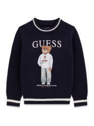 Guess Sweter N6YR06 Z0903 Granatowy Regular Fit. Niebieskie swetry dla chłopców Guess, z aplikacjami, z wiskozy, bez kołnierzyka, bez kaptura. Za 214.99 zł.