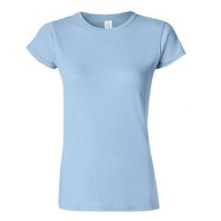 Koszulka Damska Krótki Rękaw Soft Style. Niebieskie koszulki sportowe damskie Gildan, m, bez wzorów, bez kołnierzyka, bez ramiączek, trekkingowe. Za 28.99 zł.