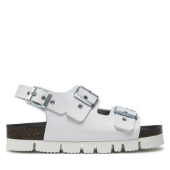 Sandały Dr. Brinkmann. Białe sandały damskie Dr. Brinkmann, bez wzorów, bez obcasa, na płaskiej podeszwie, bez zapięcia. Za 219.99 zł.