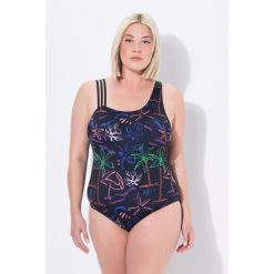 Damskie Strój kąpielowy plażowy wzór miękkie miseczki. Czarne kostiumy jednoczęściowe damskie Ulla Popken, plus size, bez wzorów, z elastanu, sportowe, plus size, do pływania. Za 239.99 zł.