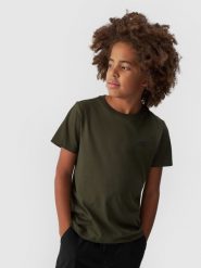 4F T-shirt gładki chłopięcy - khaki 146 (10-11 lat). Brązowe t-shirty dla chłopców 4f, bez wzorów, z bawełny, bez ramiączek. Za 29.99 zł.