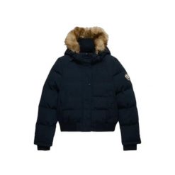 Damska kurtka puchowa Superdry Everest. Niebieskie kurtki damskie Superdry., xl, bez wzorów, z futra, z kapturem. Za 803.60 zł.