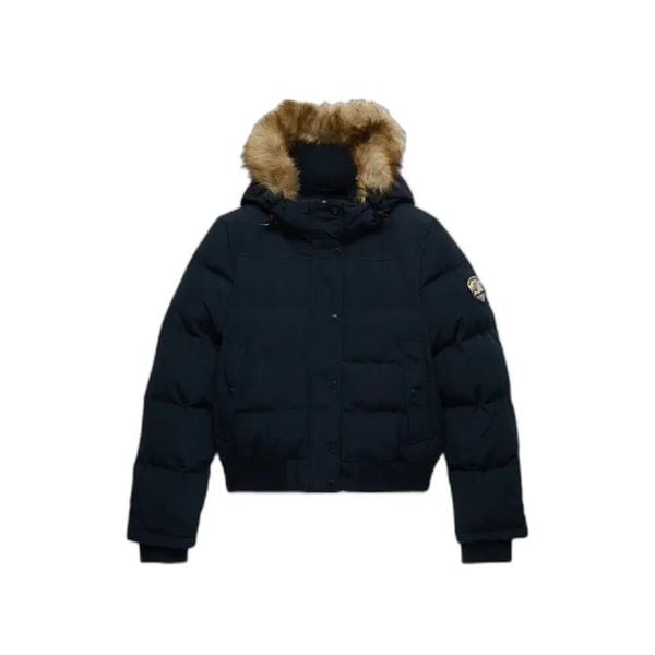 Damska kurtka puchowa Superdry Everest. Niebieskie kurtki damskie Superdry., xl, bez wzorów, z futra, z kapturem. Za 803.60 zł.