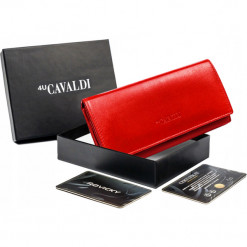 Portfel czerwony Cavaldi RD-12-GCL-7314 RED. Czerwone portfele damskie 4U Cavaldi, bez wzorów, ze skóry. Za 60.00 zł.