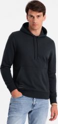Ombre Męska dresowa bluza bawełniana kangurka z kapturem BASIC czarna V9 OM-SSBN-0161 XL. Czarne bluzy męskie Ombre, m, bez wzorów, z bawełny, z kapturem. Za 169.99 zł.