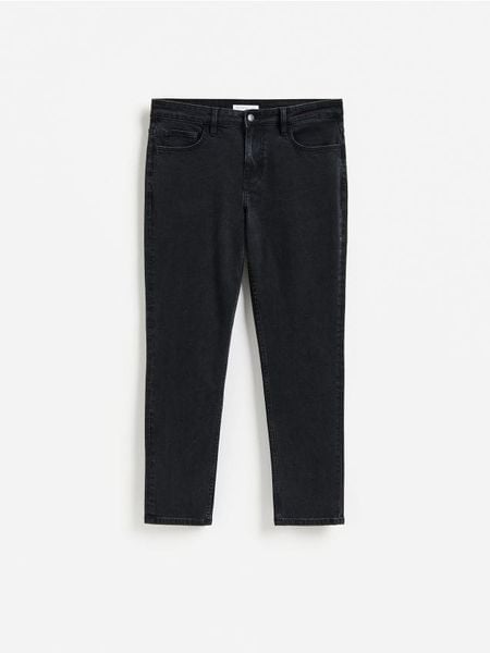 Jeansy slim fit z efektem sprania - czarny. Czarne jeansy męskie Reserved. Za 179.99 zł.