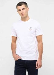 Męski T-Shirt Mustang Style Austin Bright White 1016494 2007. Białe t-shirty męskie Mustang, m, bez wzorów, bez kołnierzyka. Za 79.99 zł.