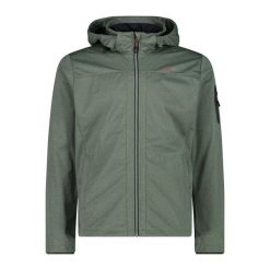 Kurtka turystyczna z kapturem CMP. Zielone kurtki sportowe męskie CMP, na wiosnę, bez wzorów, z softshellu, trekkingowe. Za 371.50 zł.