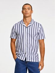 Lindbergh Koszula 30-203321 Granatowy Relaxed Fit. Niebieskie koszule męskie Lindbergh, l, bez wzorów, z bawełny, bez kołnierzyka, bez ramiączek. Za 129.99 zł.