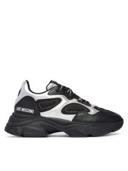 LOVE MOSCHINO Sneakersy JA15556G0PINR00A Czarny. Czarne botki damskie Love Moschino, z materiału, bez obcasa, na płaskiej podeszwie, bez zapięcia. Za 949.99 zł.