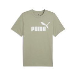 Męska koszulka ESS z logo No. 1 PUMA Lux Army Green. Zielone koszulki sportowe męskie Puma, m, bez wzorów, z gumy, bez kołnierzyka, bez ramiączek, do biegania. Za 99.00 zł.