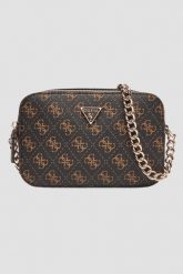 GUESS Brązowa torebka damska Noelle II. Brązowe kopertówki damskie Guess, z aplikacjami, ze skóry ekologicznej, bez dodatków. W wyprzedaży za 419.99 zł.