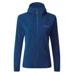Kurtka softshell damska Rab Borealis. Niebieskie kurtki sportowe damskie RAB, bez wzorów, z softshellu, bez kaptura, trekkingowe. Za 479.99 zł.