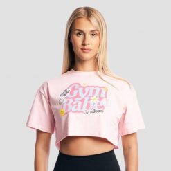 Koszulka damska fitness krótka GymBabe Cherrybloom. Czerwone koszulki sportowe damskie GYMBEAM, xs, bez wzorów, z bawełny, klasyczne, bez kołnierzyka. Za 80.90 zł.