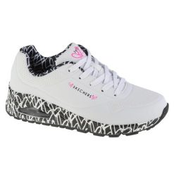 Buty do chodzenia damskie Skechers Uno. Białe obuwie sportowe damskie Skechers, bez wzorów, z materiału, trekkingowe, Skechers Sport. Za 454.00 zł.