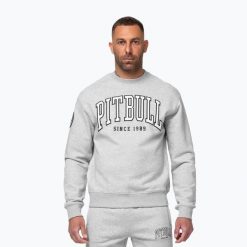 Bluza męska Pitbull Badger Crewneck. Szare bluzy sportowe męskie PITBULL, m, bez wzorów, z bawełny, bez kaptura, na fitness i siłownię. Za 239.99 zł.