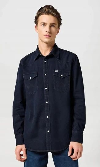 MESKA KOSZULA WRANGLER WESTERN SHIRT MIDNIGHT RODEO 112357193. Koszule męskie Wrangler, m, bez wzorów, bez kołnierzyka, bez ramiączek. Za 169.99 zł.