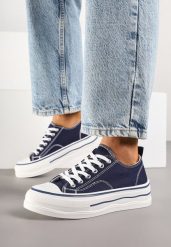 Granatowe Klasyczne Trampki na Grubej Podeszwie Natileva. Niebieskie trampki i tenisówki damskie Born2be, bez wzorów, z jeansu, eleganckie, bez zapięcia. Za 64.99 zł.