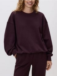 Bawełniana bluza - mahoniowy. Brązowe bluzy damskie Reserved, l, bez wzorów, z bawełny, bez kaptura. Za 119.99 zł.