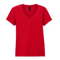 Koszulka Z Dekoltem W Szpic Dla Kobiet. Czerwone koszulki sportowe damskie Gildan, xl, bez wzorów, sportowe, bez kołnierzyka. Za 46.99 zł.