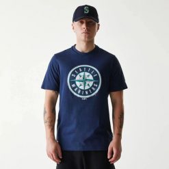 Koszulka Mariners Nos MLB Regular. Niebieskie koszulki sportowe męskie New Era, xl, bez wzorów, z materiału, bez kołnierzyka, bez ramiączek, trekkingowe. Za 126.50 zł.