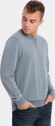 Ombre Washowana bluza męska z ozdobnym przeszyciem przy dekolcie - jasnoniebieska V3 OM-SSDS-0131 L. Niebieskie bluzy męskie Ombre, l, bez wzorów, bez kaptura. Za 149.99 zł.