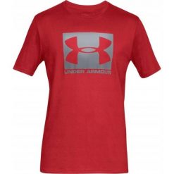 Koszulka do biegania męska Under Armour Sportstyle Boxed. Czerwone koszulki sportowe męskie Under Armour, m, bez wzorów, z bawełny, bez kołnierzyka, bez ramiączek, do biegania. Za 110.99 zł.