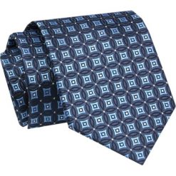 Krawat - ALTIES - Niebiesko Granatowy, Geometryczny Wzór. Niebieskie krawaty i muchy Alties, bez wzorów, z tkaniny, eleganckie. Za 49.00 zł.