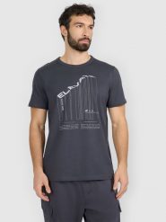 4F T-shirt regular z nadrukiem męski - szary M. Szare t-shirty męskie 4f, m, bez wzorów, z bawełny, biznesowe, bez kołnierzyka. Za 69.99 zł.