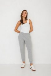 LEKKIE SPODNIE LENA SZARY MELANŻ L - Flawless. Szare spodnie materiałowe damskie Flawless, l, bez wzorów, z bawełny. Za 286.00 zł.