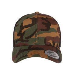 YP Classics Retro Camo Trucker Cap. Czarne czapki i kapelusze damskie FLEXFIT, bez wzorów, retro. Za 68.99 zł.