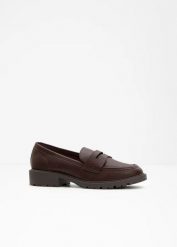 Loafersy z profilowaną podeszwą. Brązowe baleriny damskie bonprix, bez wzorów, bez obcasa. Za 149.99 zł.