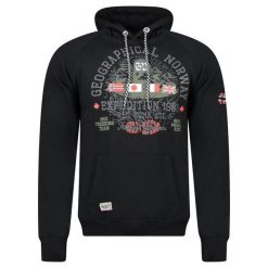 Bluza męska Geographical Norway GEXPE BLACK, czarna. Czarne bluzy męskie Geographical Norway, m, bez wzorów, z bawełny, z kapturem. Za 169.00 zł.
