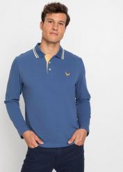 Koszulka polo z czystej bawełny organicznej (2 szt.). Niebieskie koszulki polo męskie bonprix, m, bez wzorów, z bawełny, bez ramiączek. Za 139.99 zł.