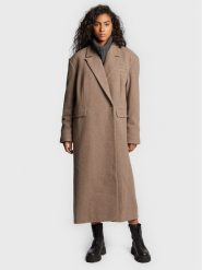 Herskind Płaszcz wełniany Wanda 4575816 Beżowy Oversize. Brązowe płaszcze damskie Herskind, na zimę, bez wzorów, z wełny, bez kaptura. Za 1,969.00 zł.
