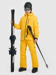 4F Spodnie narciarskie z szelkami membrana 15000 męskie - żółte XL. Żółte spodnie snowboardowe męskie 4f, m, bez wzorów, z materiału, narciarskie, thinsulate. Za 799.99 zł.