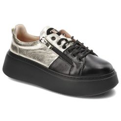 Czarne Sneakersy Armodo Modne Obuwie Damskie. Czarne półbuty damskie Armodo, bez wzorów, ze skóry, eleganckie, bez obcasa, bez zapięcia. Za 499.00 zł.