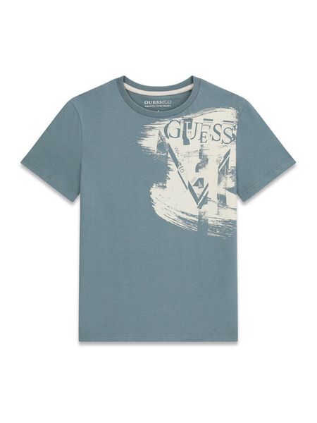 Guess T-Shirt L6GI20 K8HM4 Niebieski Regular Fit. Niebieskie t-shirty dla chłopców Guess, z aplikacjami, z bawełny, bez ramiączek. Za 84.99 zł.