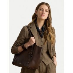 Torebka LAUREN RALPH LAUREN. Brązowe torebki do ręki damskie Lauren Ralph Lauren, bez wzorów, bez dodatków. Za 2,199.00 zł.