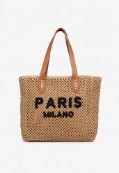 Ciemnobeżowa Pleciona Torebka Shopper Ozdobiona Napisem Navinta. Brązowe torebki shopper damskie Renee, bez wzorów, bez dodatków. Za 74.99 zł.
