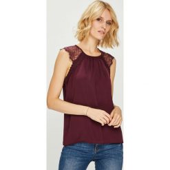 Vero Moda - Top Doreen. Szare topy damskie Vero Moda, z koronki, z okrągłym kołnierzem, bez rękawów. Za 119.90 zł.