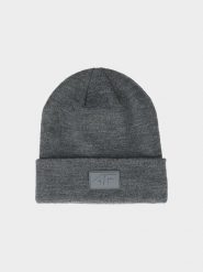 4F Czapka beanie uniseks - szara Uniwersalny. Szare czapki i kapelusze damskie 4f, na zimę, bez wzorów, z syntetyku, klasyczne. W wyprzedaży za 39.99 zł.