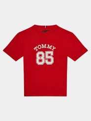 Tommy Hilfiger T-Shirt Mesh Varsity Tee S/S KB0KB08683 Czerwony Regular Fit. Czerwone t-shirty dla chłopców Tommy Hilfiger, bez wzorów, z bawełny, bez ramiączek. Za 109.99 zł.