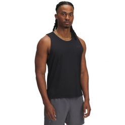 Tank top Under Armour Launch Elite. Czarne t-shirty męskie Under Armour, bez wzorów, sportowe, bez kołnierzyka. Za 294.50 zł.