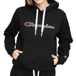Bluza sportowa damska Champion Hooded Sweatshirt. Czarne bluzy damskie Champion, xs, bez wzorów, z kapturem. Za 155.26 zł.