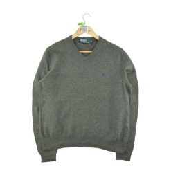 Szary sweter z wełny dla kobiet. Szare swetry damskie Ralph Lauren, bez wzorów, z wełny, sportowe, bez kołnierzyka, bez ramiączek, bez kaptura. Za 212.96 zł.