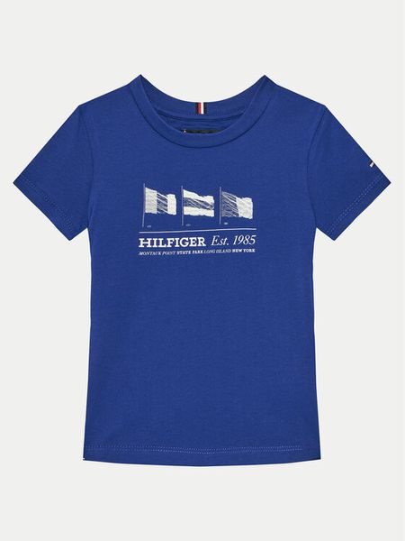 Tommy Hilfiger T-Shirt KB0KB09350 S Niebieski Regular Fit. Niebieskie t-shirty dla chłopców Tommy Hilfiger, bez wzorów, z bawełny, bez ramiączek. Za 89.99 zł.