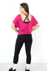 Bluzka damska do tańca i fitness z odkrytymi plecami Dancer malina 2skin. Czerwone bluzki damskie 2SkIN, uniwersalny, bez wzorów, z materiału, eleganckie, bez kołnierzyka, bez ramiączek. Za 129.00 zł.