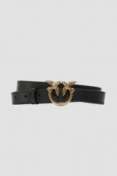 PINKO Czarny damski pasek Love Berry H2 Belt, Rozmiar M. Czarne paski damskie Pinko, bez wzorów. W wyprzedaży za 294.99 zł.