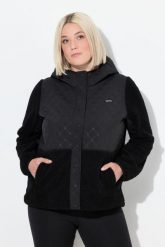 Damskie kurtka polarowa pikowanie kaptur zatrzaski. Czarne kurtki sportowe damskie Ulla Popken, plus size, bez wzorów, z materiału, bez kaptura. Za 389.99 zł.
